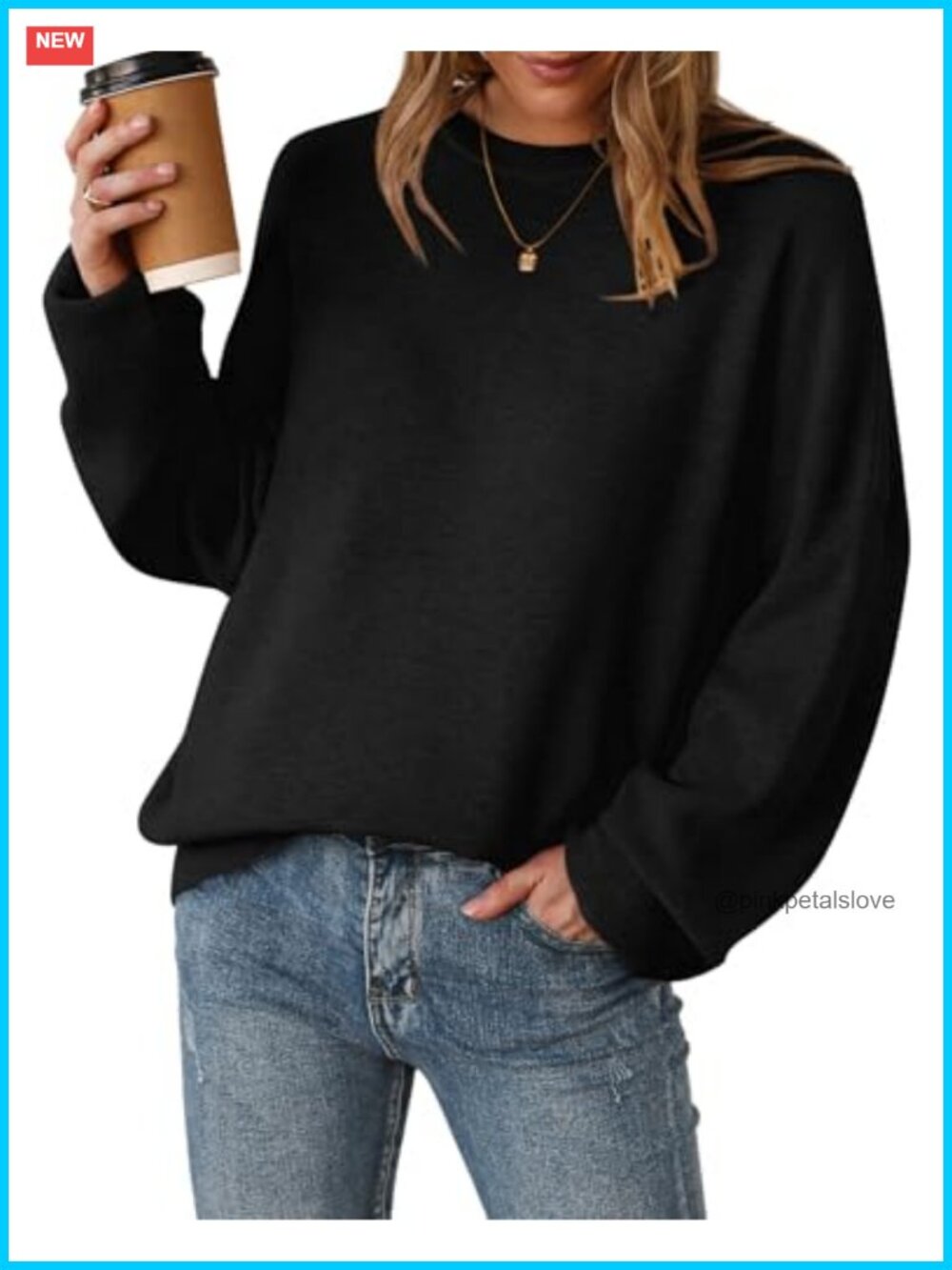 Wool Blend Oversized Crewneck Pullover Sweater Ribbed Knit